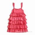 Girls' Dress, Made of 60% Cotton/40% Polyester, Elasticized Shoulder Straps, Ruffled Trim